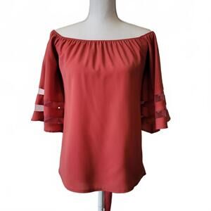 Womens Sexy Off Shoulder Top  3/4 Sleeve Elegant Shirts Cold Shoulder Blouse M